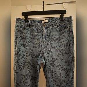 J.jill weekender straight leg jeans in floral print | Size 16